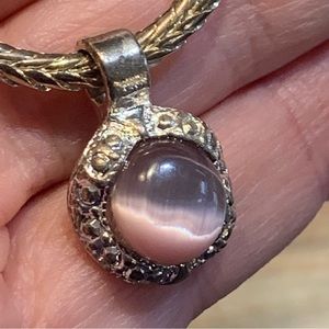 Mauve cat’s eye earring and necklace set